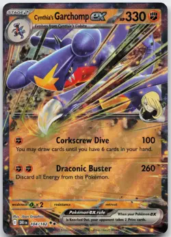 Cynthia's Garchomp ex 104/182 Double Rare Destined Rivals Pokemon Near Mint - Image 1