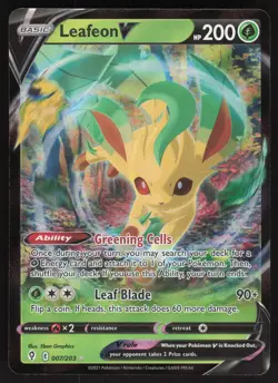 Leafeon V 007/203 Ultra Rare Pokemon TCG SWSH07: Evolving Skies NM - Image 1