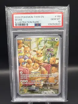 Pokemon Twilight Masquerade Eevee 2024 Illustration Rare 188/167 PSA Gem Mint 10 - Image 1