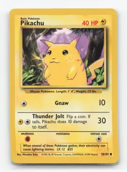 Pokemon TCG - Pikachu 58/102 Moderately Played Common Base Set Unlimited - Image 1