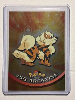 #59 Arcanine Card Topps Pokemon TV Animation Edition Card Blue Logo Vintage LP - Image 1