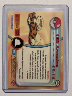 #59 Arcanine Card Topps Pokemon TV Animation Edition Card Blue Logo Vintage LP - Image 2