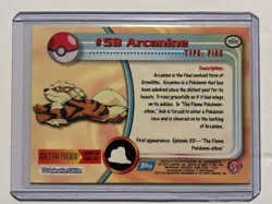 #59 Arcanine Card Topps Pokemon TV Animation Edition Card Blue Logo Vintage LP - Image 3
