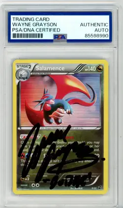 PSA Signed Wayne Grayson Pokemon TCG Salamence 8/20 Dragon Vault Holo Rare - Image 1