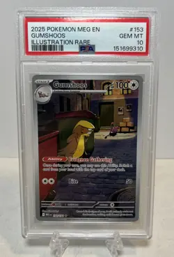 2025 POKEMON MEG EN-MEGA EVOLUTION ILLUSTRATION RARE #153 GUMSHOOS PSA 10 - Image 1