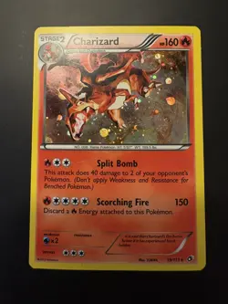 Pokemon TCG Swirl Holo Charizard Legendary Treasures 19/113 Cosmos MP - Image 2