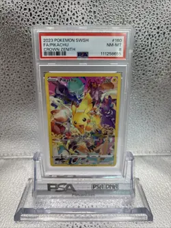 2023 POKEMON SWORD & SHIELD CROWN ZENITH #160 FULL ART/PIKACHU PSA 8 - Image 1