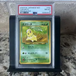 PSA 9 Chikorita Japanese Neo Premium File #152 Pokemon TCG 2000 - Image 1
