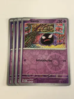 Pokemon TCG 151 4x Playset Reverse Holographic Gastly 092/165 Near Mint - Image 1
