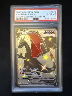 2020 Pokemon SWSH Full Art Shiny Charizard V PSA 10 Gem Champion's Path - Image 1