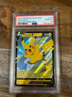POKEMON 2021 BSP SWSH Promo Vmax Box PIKACHU V #143 PSA 10 Gem Mint RARE - Image 1