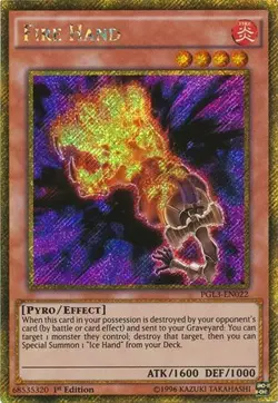 Yugioh - Fire Hand (Gold Secret Rare) (1st Edition) - PGL3-EN022 (P) - Image 1