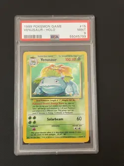 1999 Pokemon TCG Venusaur 15/102 Holo Rare PSA 9 Mint Base Set - Image 1