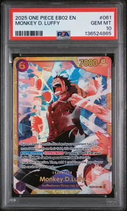 2025 One Piece English Monkey D Luffy EB02-061 SEC The Best Vol 2 - PSA 10 GEM - Image 1