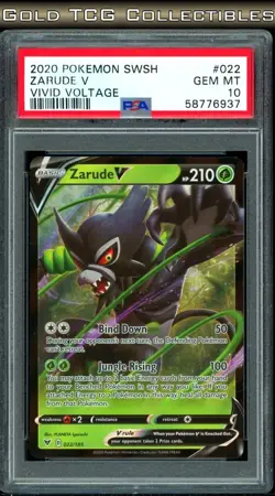 PSA 10 ⭐ Pokemon Zarude V 022 Vivid Voltage Full Art Graded Card - Image 1