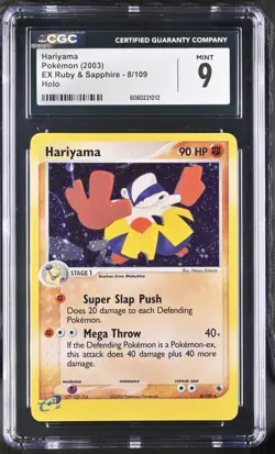 CGC 9 MINT Hariyama 2003 EX Ruby & Sapphire 8/109 Holo Pokemon Card - Image 1