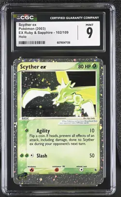 CGC 9 MINT Scyther ex 2003 EX Ruby & Sapphire 102/109 Holo Pokemon Card - Image 1