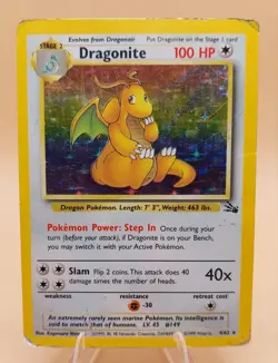 Dragonite Holo Rare Fossil 4/62 Pokemon Card - WOTC 1999 - Image 1