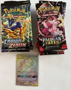 Pokemon Crown Zenith & Paldean Fates Packs with Slowpoke & Psyduck GX Card - Image 1