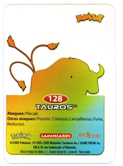 TAUROS #128 LAMINCARD COLECCION POKEMON LAMINCARDS 2005 EDIBAS (USADA) - Image 2