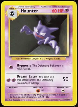 Base Set Unlimited Haunter 29/102 Uncommon Pokemon LP - Image 1