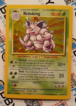 Pokemon TCG Nidoking 11/102 Base Set Holo Rare 90 HP Stage 2 Ken Sugimori - Image 1