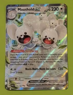 Maushold ex 155/182 Pokemon TCG Scarlet & Violet Paradox Rift Double Rare - Image 1