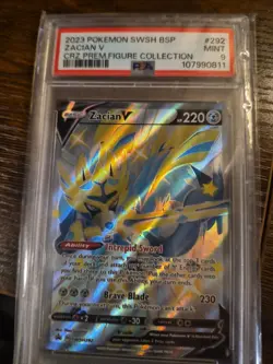 2023 POKEMON SWSH BLACK STAR PROMO CROWN ZENITH PREM FIGURE COLL ZACIAN V PSA 9 - Image 1