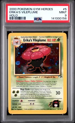 2000 POKEMON GYM HEROES HOLO #5 ERIKA'S VILEPLUME PSA 9 - Image 1