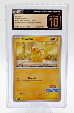 Pokemon Pikachu 214 Black Star Promo Illustration Contest 2024 CGC 10 Pristine - Image 1