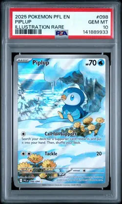 2025 POKEMON PFL EN-PHANTASMAL FLAMES ILLUSTRATION RARE #098 PIPLUP PSA 10 - Image 1
