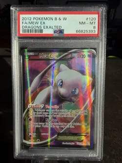 2012 POKEMON B&W DRAGONS EXALTED #120 FULL ART/MEW EX PSA 8 - Image 1