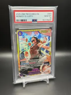 2025 ONE PIECE EB02 EN MONKEY D. LUFFY PSA 10 - Image 1