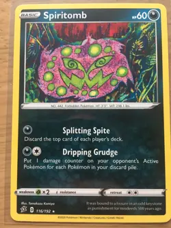 Pokemon Card - Spiritomb 116/192 - Rebel Clash - Rare, Mint! - Image 1