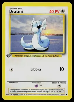 Pokemon Card - Dratini ITALIAN Base Set 26/102 Uncommon 1st Edition - Image 1