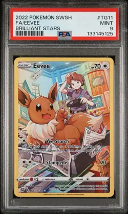 Eevee Trainer Gallery Holo Card TG11/TG30 Swsh09 Brilliant Stars PSA 9 Graded - Image 1