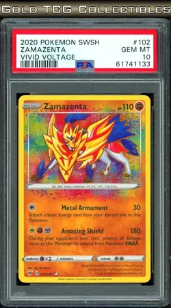 PSA 10 ⭐ Pokemon Zamazenta 102 Amazing Rare Vivid Voltage Full Art Graded Card - Image 1