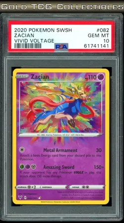 PSA 10 ⭐ Pokemon Zacian 082 Amazing Rare Vivid Voltage Full Art Graded Card - Image 1