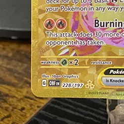 Pokemon TCG Charizard EX Full Art Secret Rare Card Sir Obsidian Flames 228/197 - Image 5