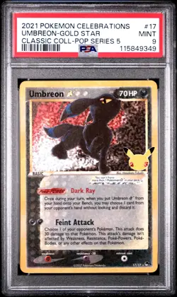 2021 POKEMON CELEBRATIONS CLASSIC COLL #17 UMBREON-GOLD STAR PSA 9 - Image 1