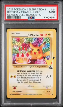 2021 POKEMON CELEBRATIONS CLASSIC COLL #24 BIRTHDAY PIKACHU-HOLO PSA 9 - Image 1