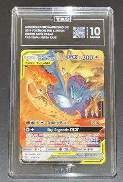 Moltres/Zapdos/Articuno GX 44/68 - Hidden Fates Pokemon Gem Mint 10 - Image 1