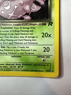 Pokemon TCG Team Rocket Dark Weezing Holo Rare Base Set 14/82 - MP Condition - Image 5