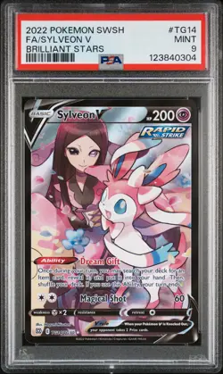 2022 POKEMON SWORD & SHIELD BRILLIANT STARS #TG14 FULL ART/SYLVEON V PSA 9 - Image 1