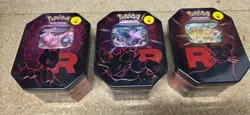 Pokemon TCG x3 Destined Rivals Team Rocket Tins Set of 3 | New & Sealed mewtwo - Image 1