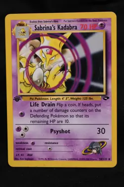 Sabrina's Kadabra 1st Edition 58/132 LP+ Gym Challenge Uncommon Pokemon TCG - Image 1