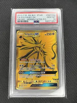 2019 Pokemon Hidden Fates Premium Collection Solgaleo GX SM104a PSA Gem Mint 10 - Image 1