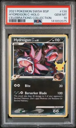 PSA 10 HYDREIGON C LV.61 SWSH138 CELEBRATIONS BLACK STAR PROMO POKEMON GEM MINT - Image 1