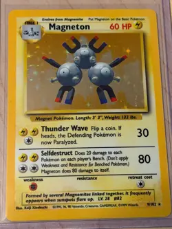 ⚡ Magneton 009/102 Vintage HOLO Rare Base Set Shiny 60HP TCG Pokemon Card - Image 1