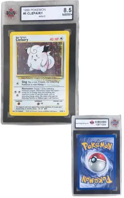 1999 CLEFAIRY Pokemon Base Unlimited Pokemon Holo Card #5 Graded KSA 8.5 NMM+ - Image 1
